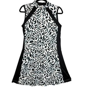 Tail Golf 1/4 Zip Animal Print Dress Sleeveless Black White M Golf Pickleball